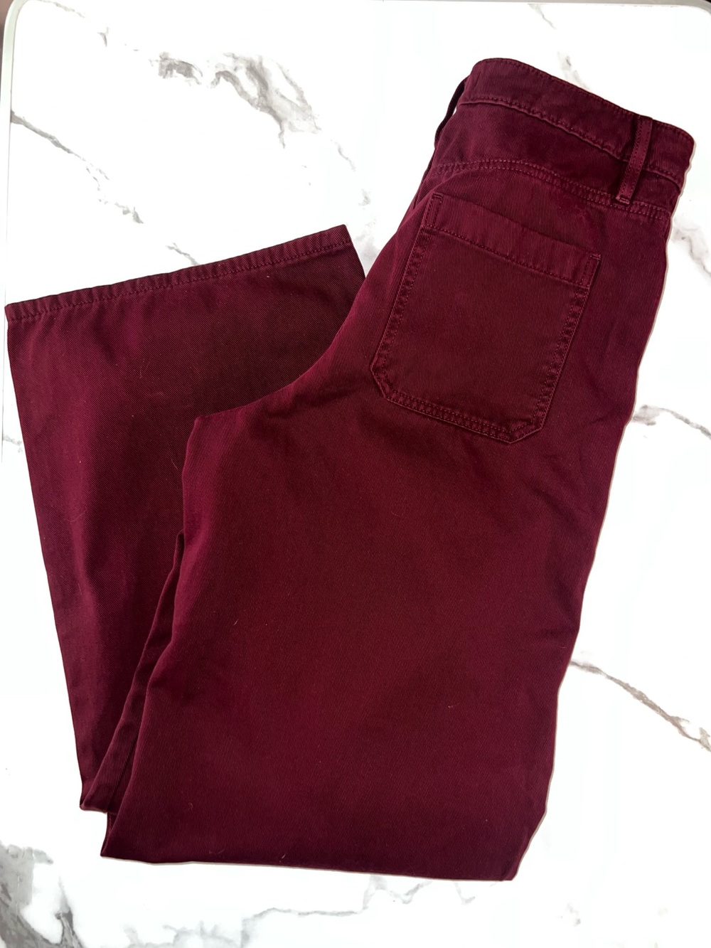 LOFT Burgundy Five-Pocket Seamed Wide-Leg Pants - Size 6 - Picture 3 of 10